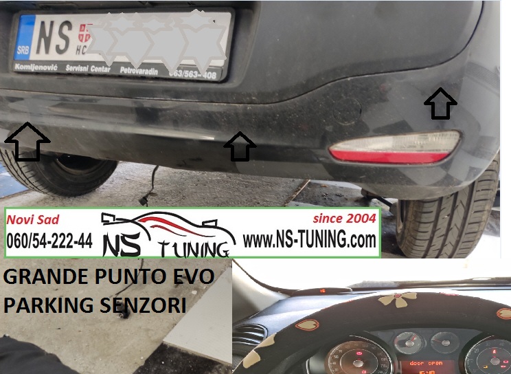 fiat grande punto evo parking senzori ugradnja sa ekranom novi sad ns tuning servis
